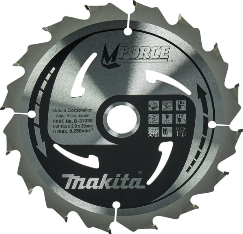 Sirkelsag 165X20x16z M-Force Tre