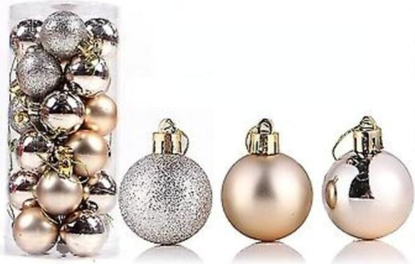 24 stk blandede farger julekuler juletrepynt kuler juledekorasjoner hengende trepynt nye champagne