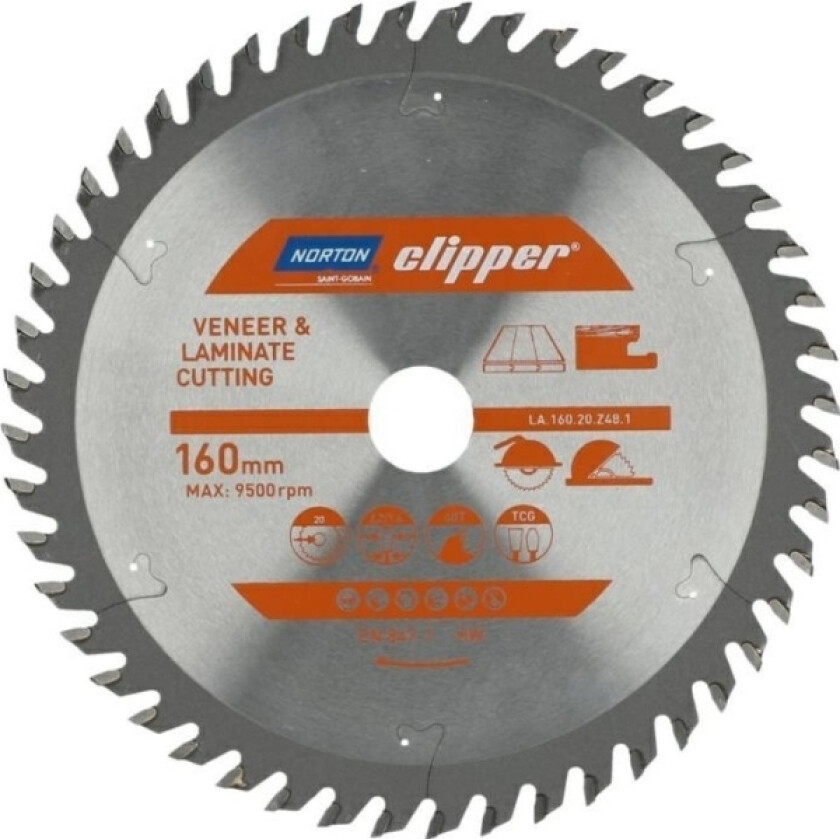 Norton Sirkelsag 160 Mm X 20 Mm X 48Z Laminat Og Finaler (2,2/1,6)