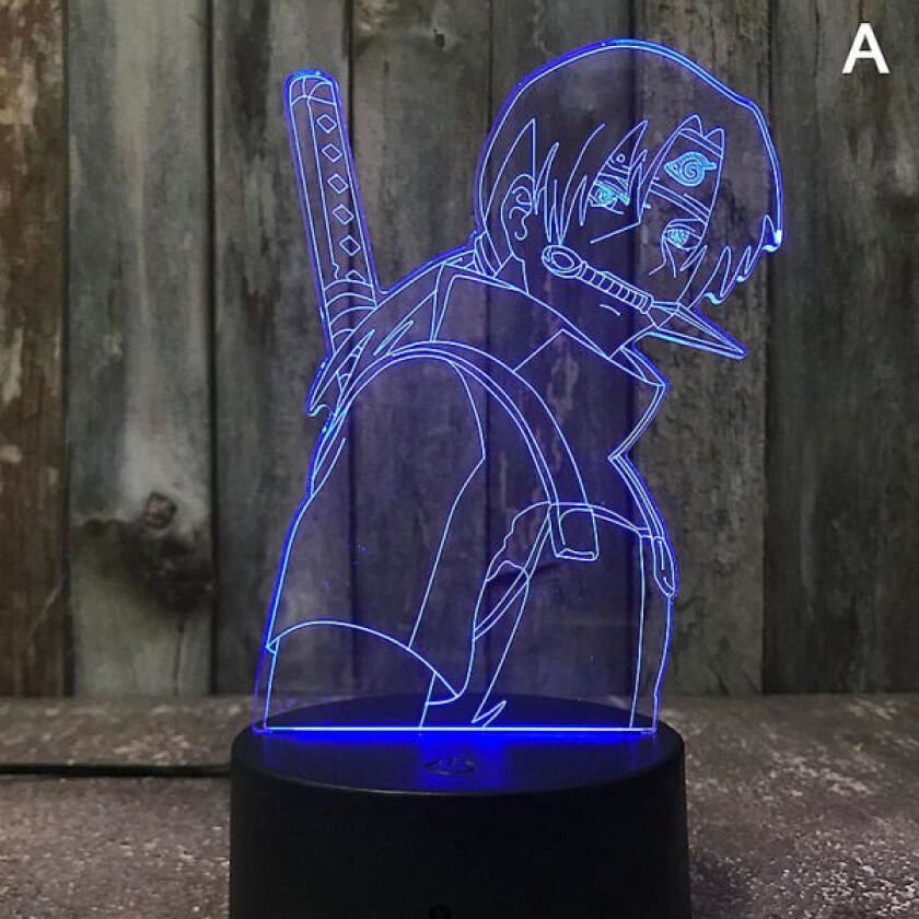 3D nattlys Naruto Team Uzumaki Naruto Sasuke Sakura Figur Led nattlampe Multi-color A