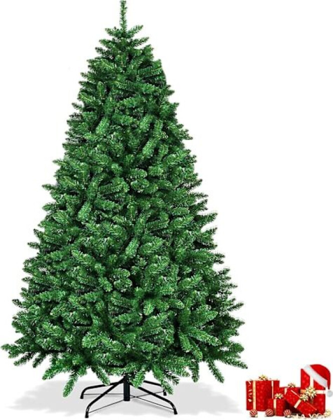 2,1M Kunstig Juletre, 900 PVC-Grener, Metallstativ, Enkel å Montere, Juletre for Innendørs og Utendørs