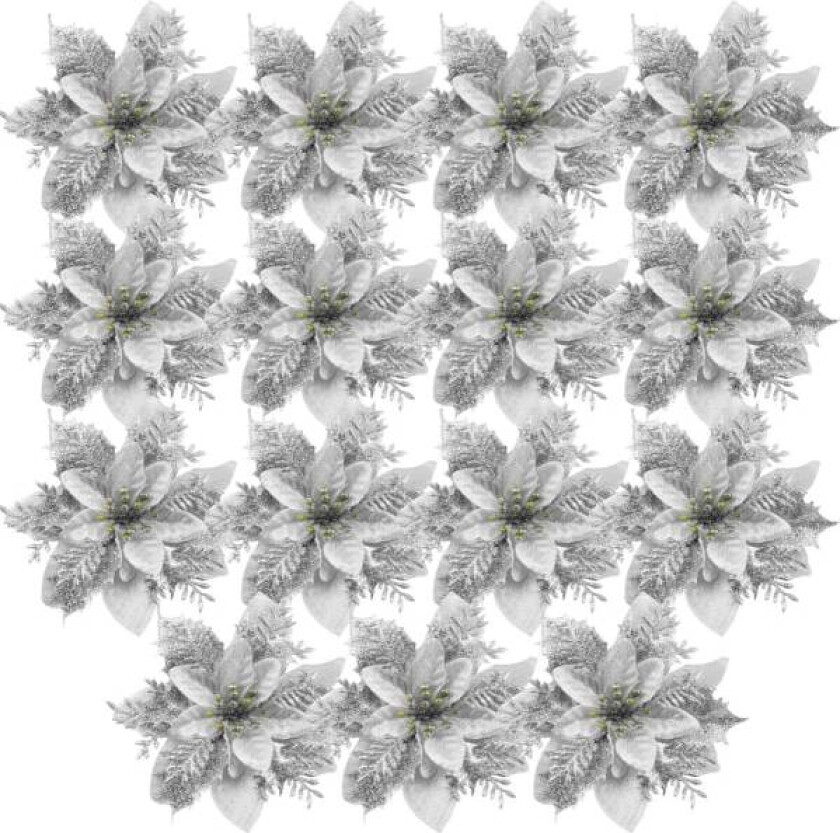 15 Kunstige Julekuler Kunstige Blomster, Dekorative Julepynt til Julekranser, Julekranser (Sølv)