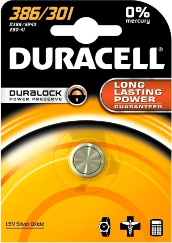 301, Engangsbatteri, Sr43, Silver-Oksid (S), 1,5 V, 1 Stykker, Knapp/Mynt