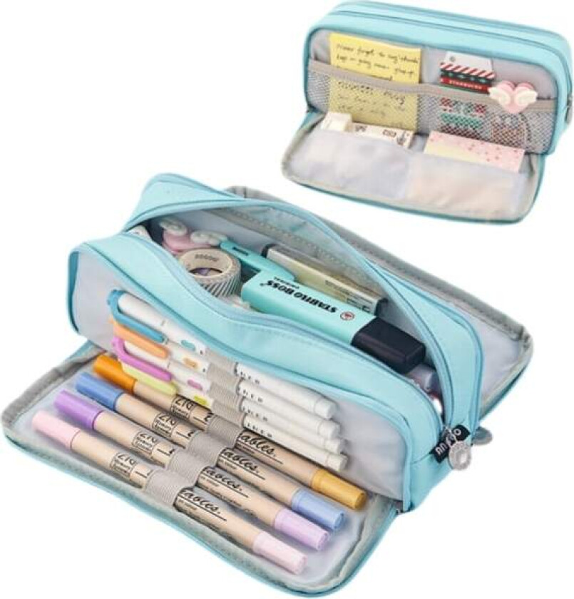 Etui med stor kapasitet 3 roms veske Pennal Skole Isbre blå Glacier blue