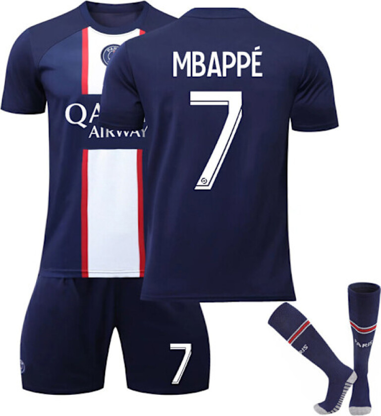 Mbappe Barn Fotballsett Fotballdrakt Treningsdrakt 22/23 Hjem Voksen Barn 24(130-140CM)
