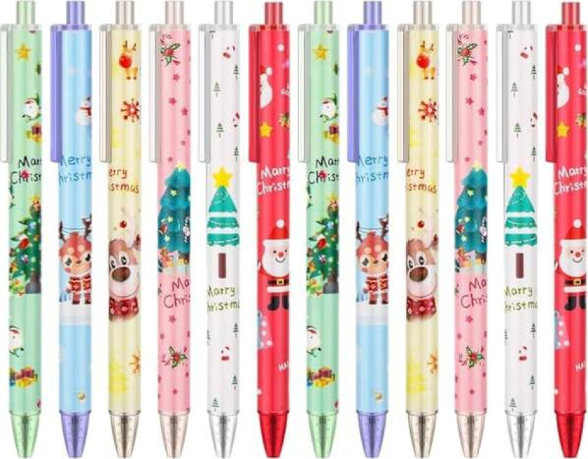 12-pakks Gelblekk Kulepenn, Juletema Skriveutstyrsett for Barn