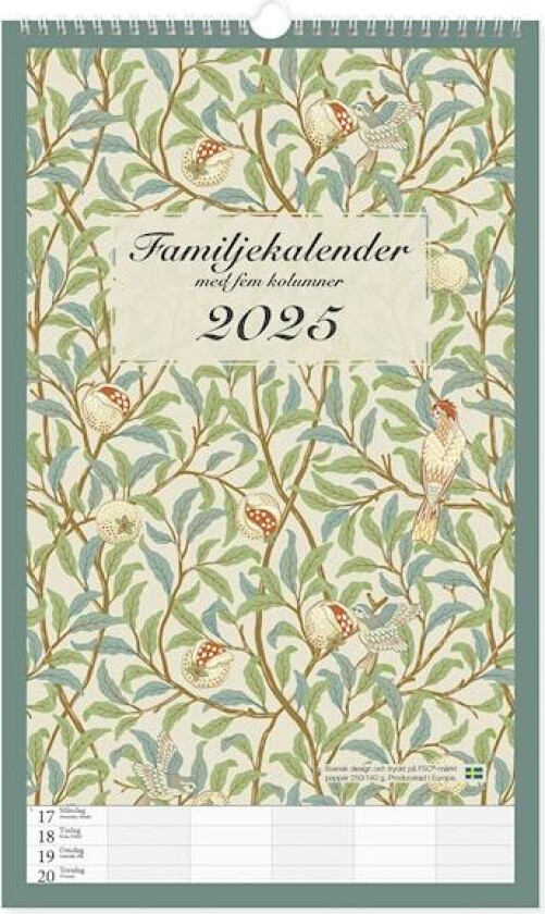 Familiekalender vegg 2025 Graphic Romance Paperstyle