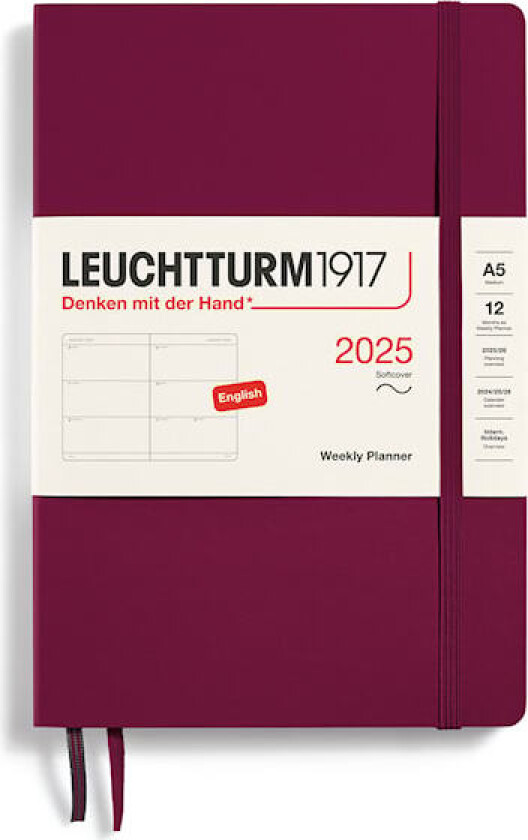 Kalender A5 2025 Weekly Planner Soft Port Red Leuchtturm1917