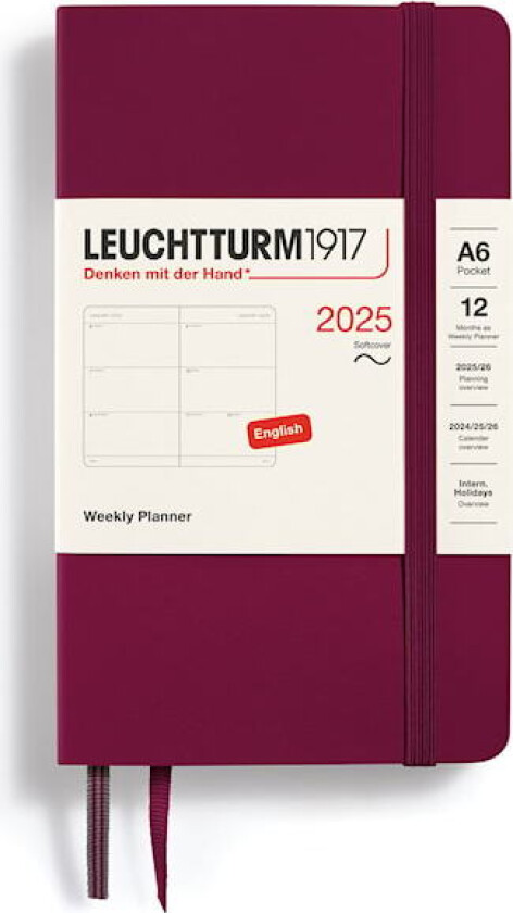 Kalender A6 2025 Weekly Planner Soft Port Red Leuchtturm1917