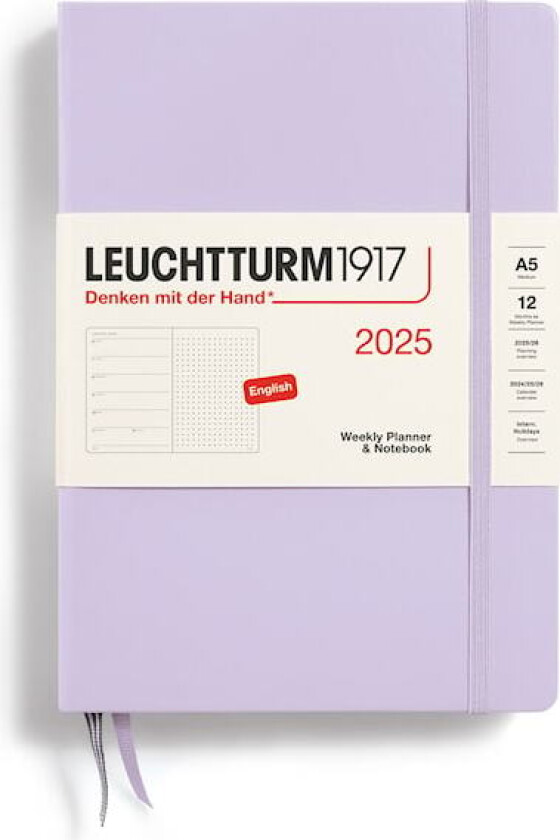 Kalender A5 2025 Weekly Planner/Notebook Dotted Hard Lilla Leuchtturm1917