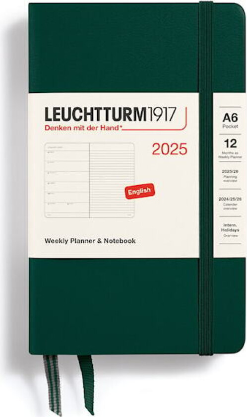 Kalender A6 2025 Weekly Planner/Notebook Hard Forest Green Leuchtturm1917