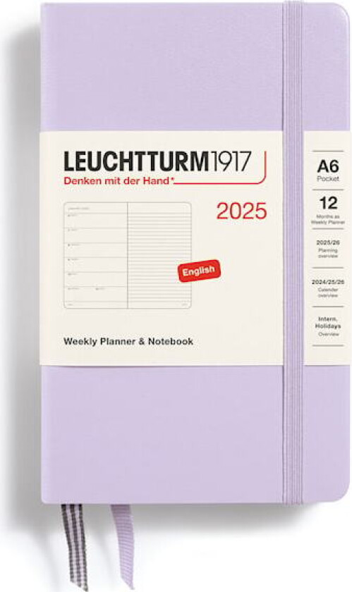 Kalender A6 2025 Weekly Planner/Notebook Hard Lilla Leuchtturm1917