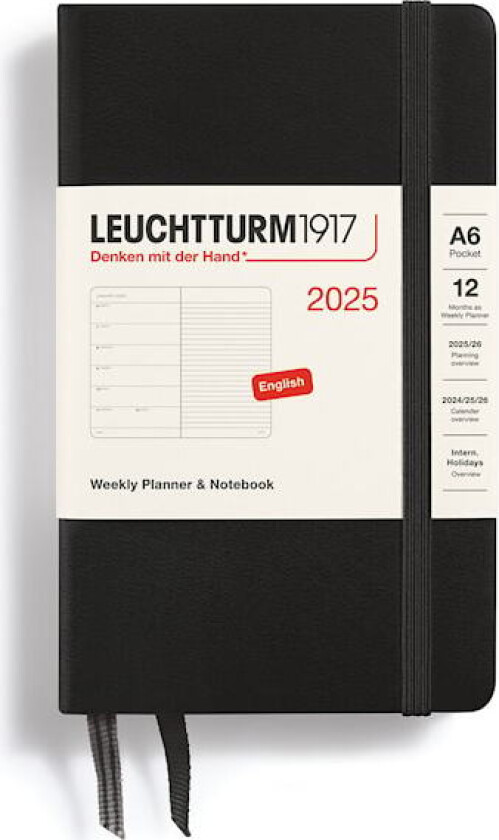 Kalender A6 2025 Weekly Planner/Notebook Hard Black Leuchtturm1917