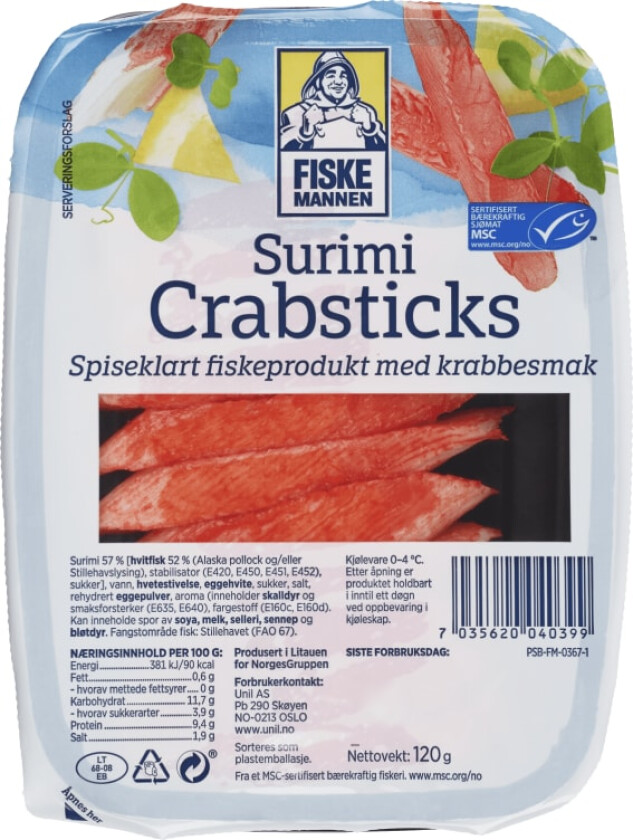 Surimi Crabsticks Msc 120g
