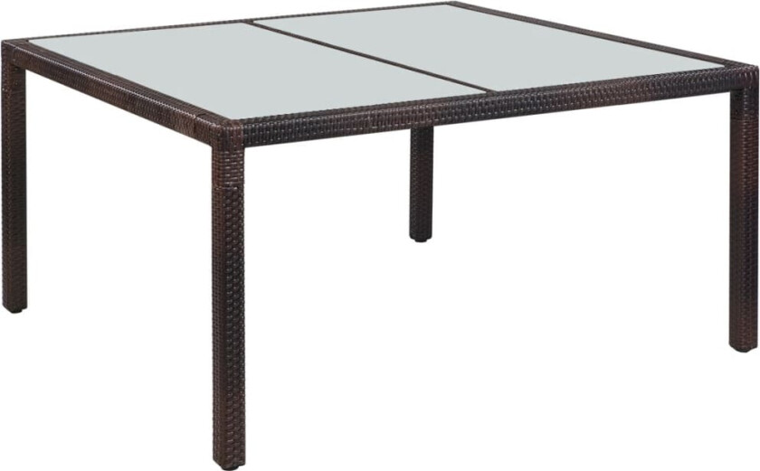 Hagebord 150x90x75 cm brun polyrotting og glass