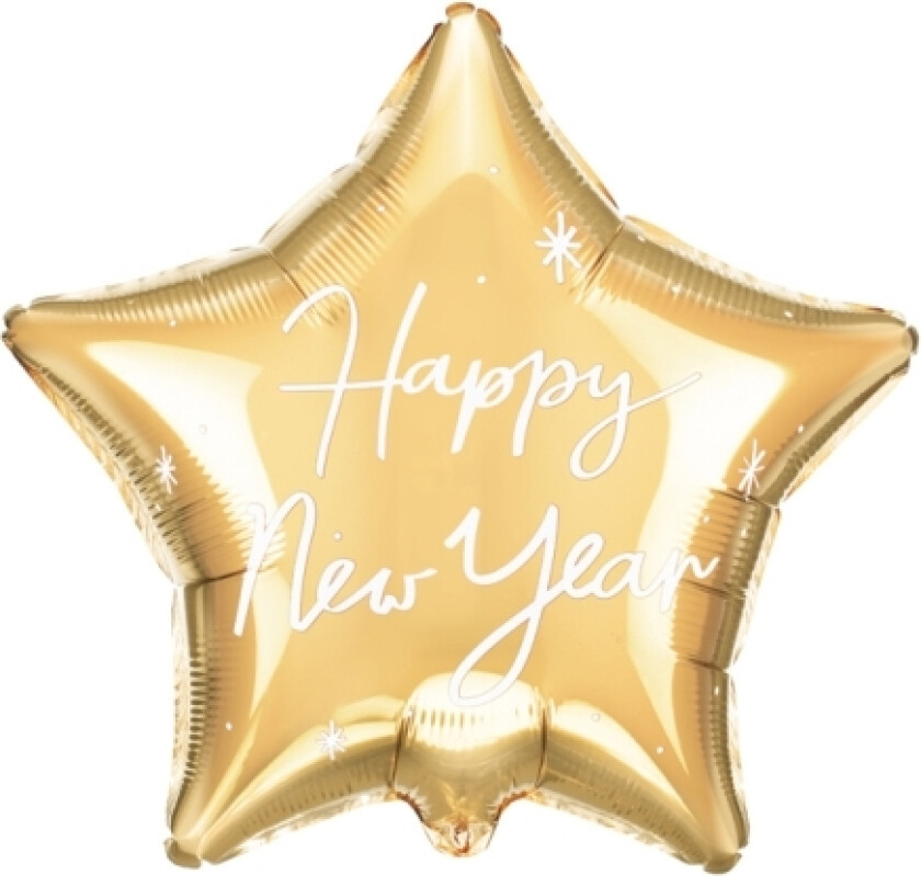Partydeco Happy New Year, Lekeballong, Folie, Gull, Monokromatisk, Nyttårsaften, Star