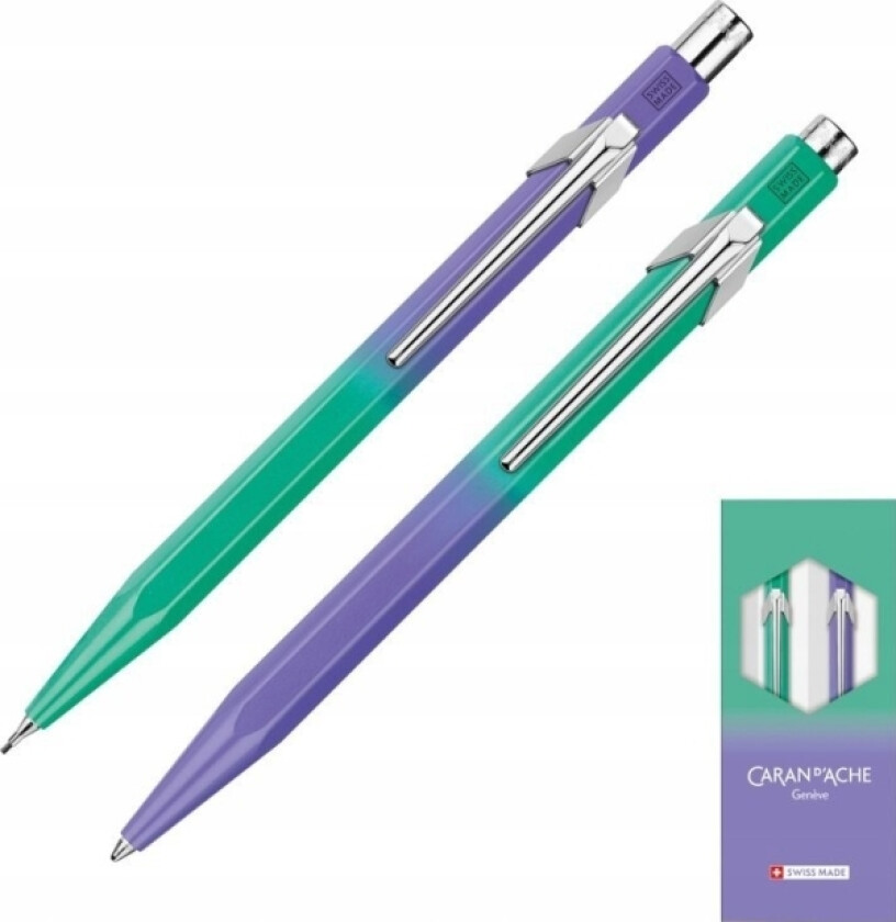 Caran D'ache Borealis Skriveinstrumentsett, Grønn/Lilla, Innhold: 1 Kulepenn, Linjebredde: M, - 1 Stk (8490.703)