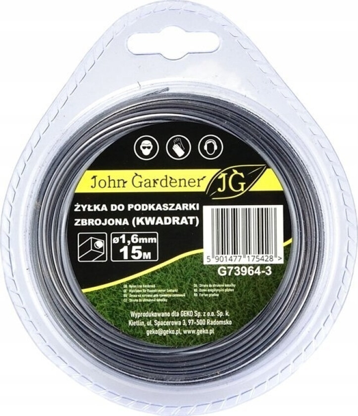 Geko Forsterket Trimmerlinje (Firkantet) 1,6Mmx15m (10/120)