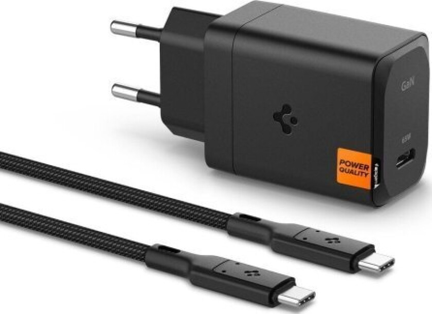 adowarka Spigen Spigen Arcstation Pro Gan-651 1-Port Network Charger 65W + Type-C Cable Black