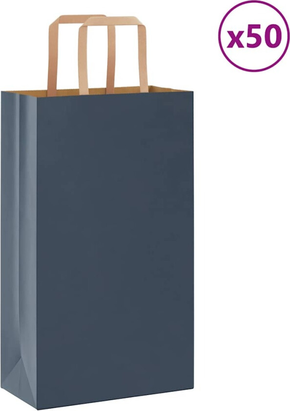 Bilde av Kraftpapirposer 50 stk med håndtak blå 21x11x36 cm