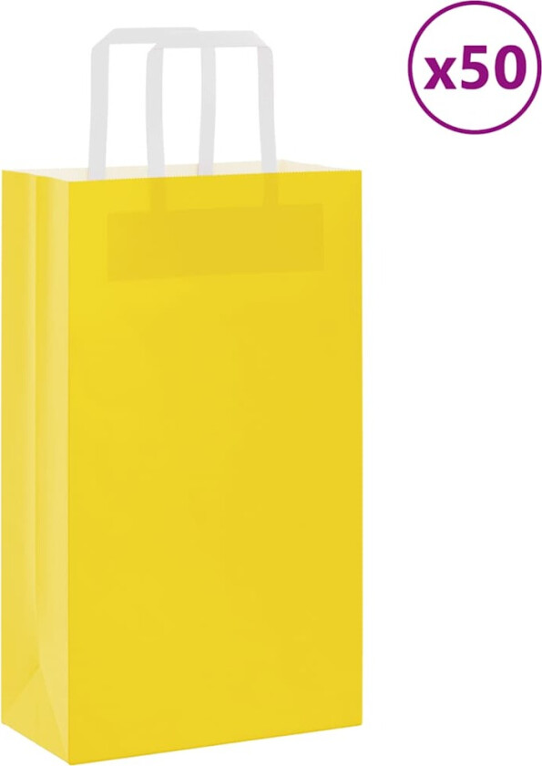 Bilde av Kraftpapirposer 50 stk med håndtak gul 21x11x36 cm