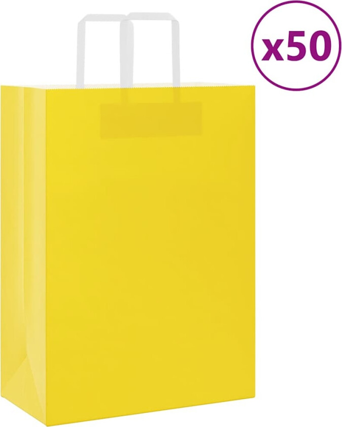 Bilde av Kraftpapirposer 50 stk med håndtak gul 32x17x44 cm