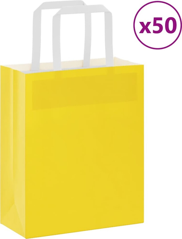 Bilde av Kraftpapirposer 50 stk med håndtak gul 18x8x22 cm