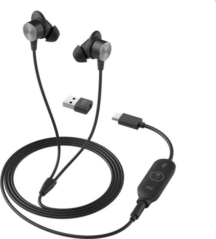 Zone Wired Earbuds Teams - Graphite - Usb Hodesett 3,5 Mm Jakk Microsoft Teams Svart
