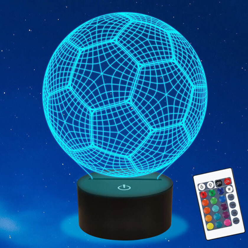 Fotball 3D Lampe Nattlampe Fotball 3D Illusionslampe for barn
