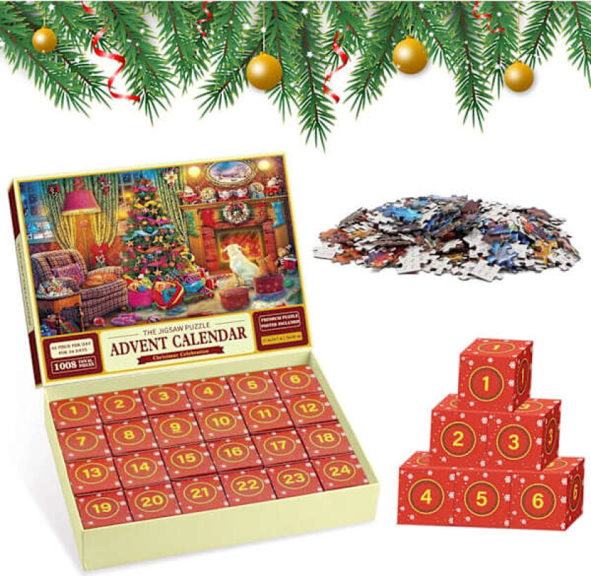 2024 Julnedtelling Julekalender Puslespill 24 Dager Julnedtelling Julehelgevent