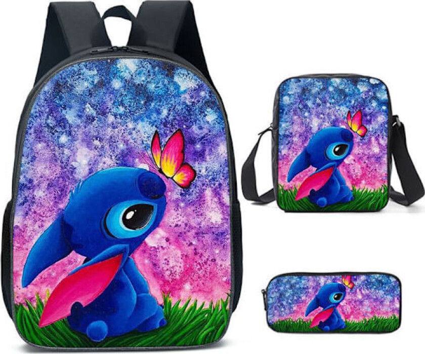 Stitch Ryggsekk Skolesekk pennal lunchveske 3-delt sett