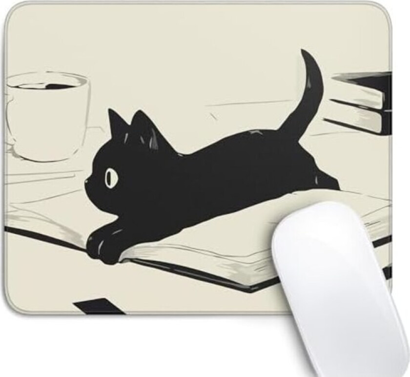 Søt Svart Katt Musematte, Kawaii Anime Katt Musematter for Trådløs Mus Skrivebordstilbehør, 10\"X8\"" Reisemusematte med Ikke-Skli"