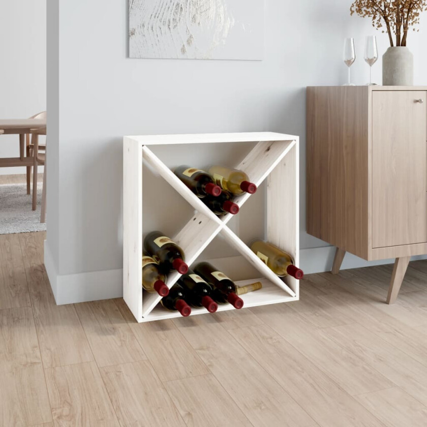 Bilde av Vinhylle hvit 62x25x62 cm heltre furu