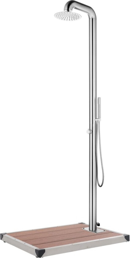 Hagedusj med brunt dusjbrett 230 cm rustfritt stål