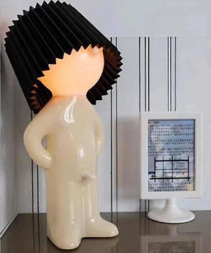Kreativ lampe frekk gutt sjenert mann liten nattlampe hjemmedekorasjon Eu-plugg, svart