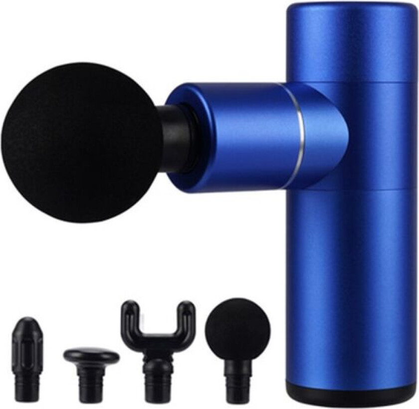 Mini Massage Gun / Massage Pistol (4 Huvuden) Muskelstimulans Blå