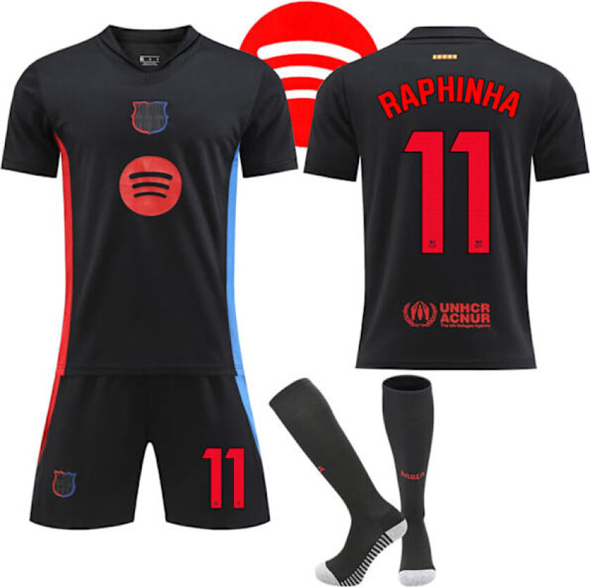 Barcelona Borte Fotballdrakt Barn/Voksen 2024-2025 Ny Nr.11 Raphinha 20