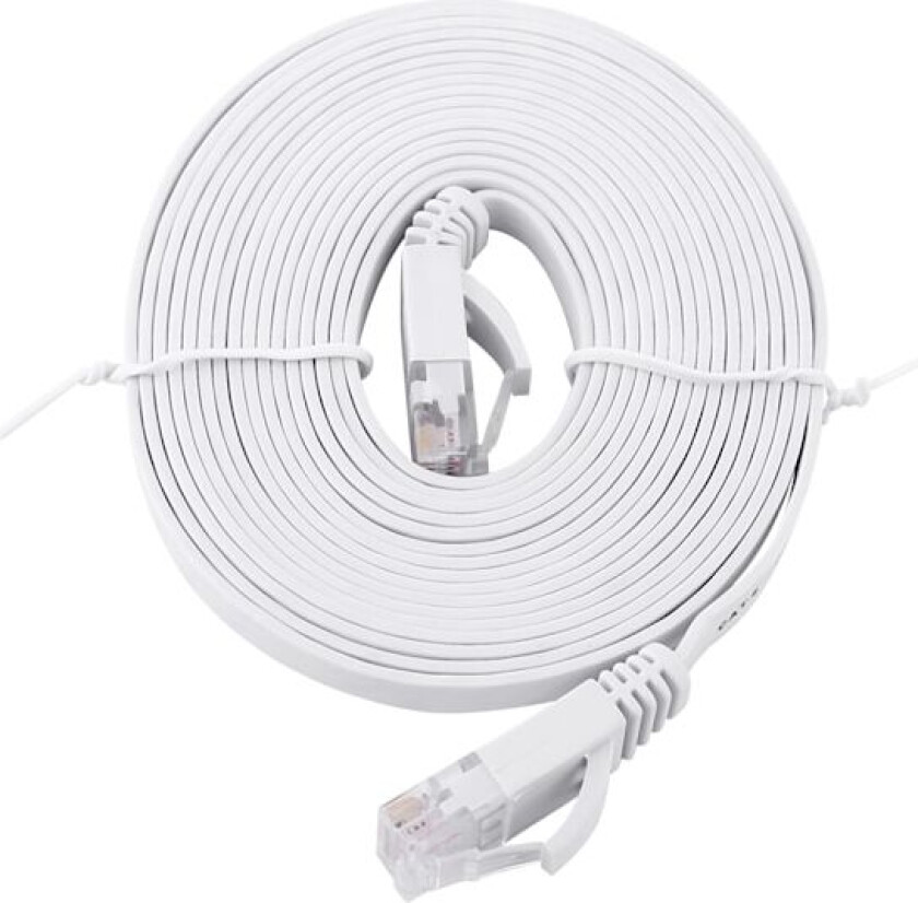 RJ45 CAT6 Ethernet nettverkskabel Flat LAN-kabel UTP Patch-ruterkabler 1000M Hvit 3 meter