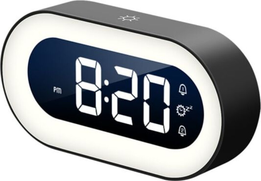 Vekkerklokke digital med lys, vekkerklokke barn med nattlys Black
