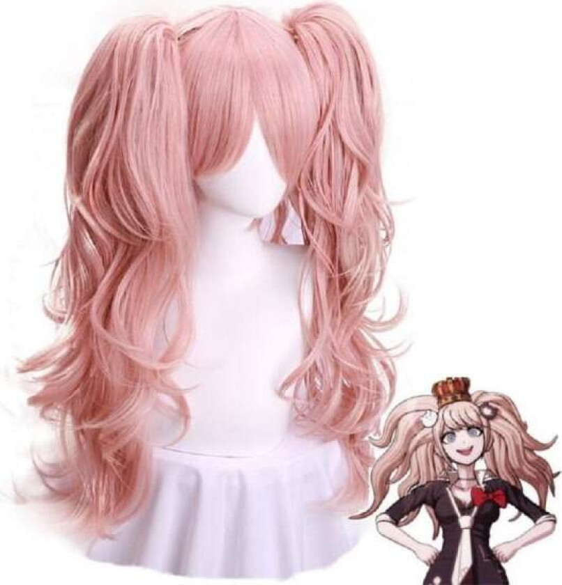 Aveki Anime Cosplay Kostyme Falsk Hår Avtakbar Dobbel Hestehale Flette Parykk Rosa Lang Bølget Cosplay Parykk For Ytelse, Rosa-152,wz-1749 (FMY)
