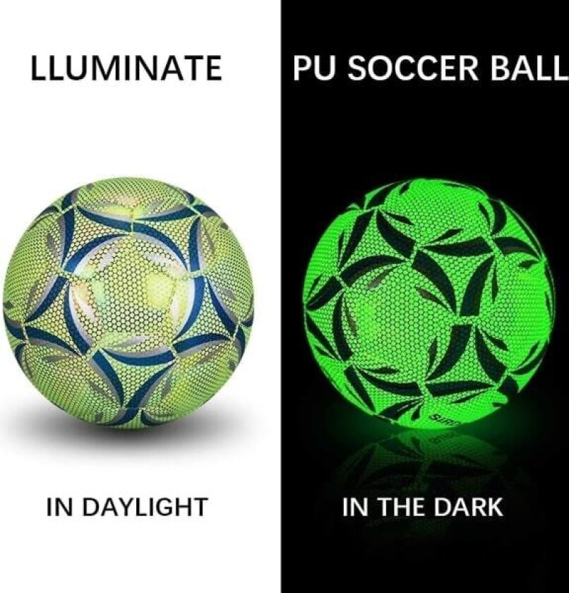 Slitesterk reflekterende lysende fotball for voksne og barn Nr. 4 Spilltrening