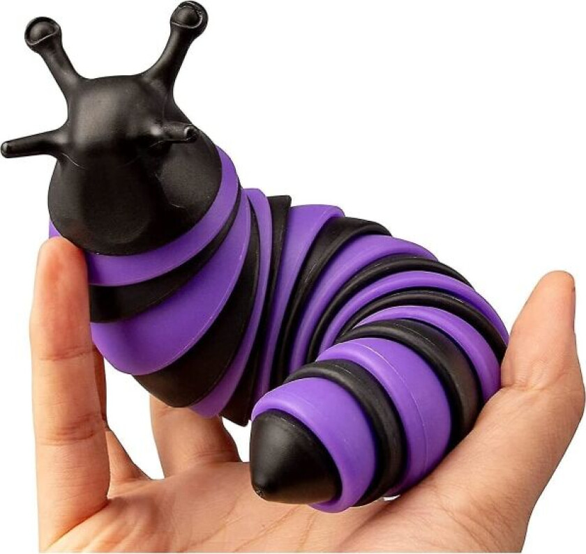 Fidget Slug Toy Articulating Stim Toy Hvit/svart, pop It Slug 3d Printed Articulated Slug Fidget Toy black and purple
