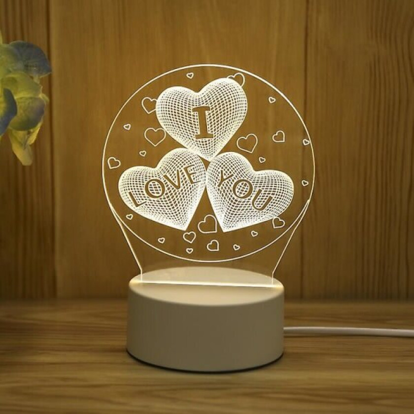 Barn Nattlampe 3D USB LED-lys Ugle Bordlampe Soveromsdekorasjon Hjerte Bjørn Nattlampe For Barn Jente Romdekorasjon Julegave Jeg Elsker Deg