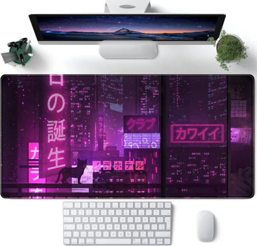 Lilla Gaming Mousepad Japansk Skrivebord Matte XXL Utvidet Anime Kule Stor Musematte Tastatur Musematte Skrivebordspute for Datamaskin Bærbar PC Spillere 31.5''X15.7''