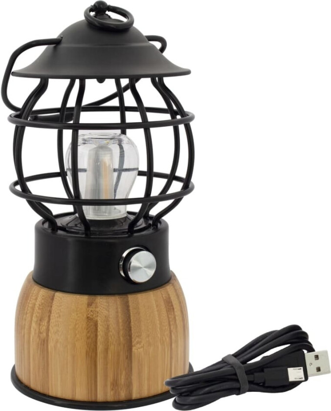 LED-campinglampe Breeze bambus svart