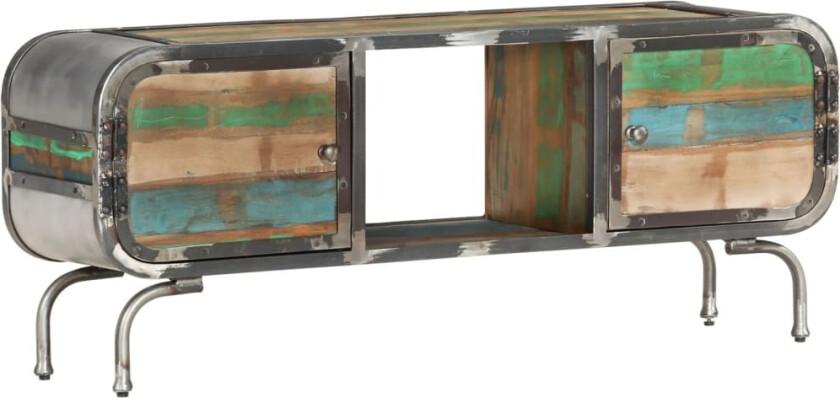 TV-benk flerfarget 110x30x42 cm gjenvunnet heltre