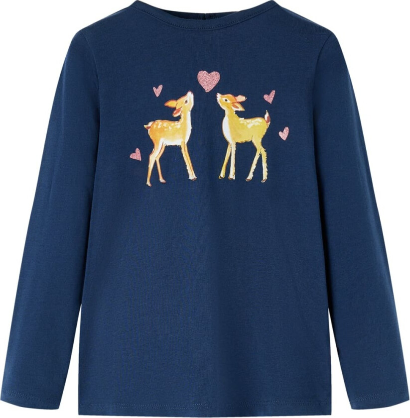 T-skjorte for barn med lange ermer marineblå 116