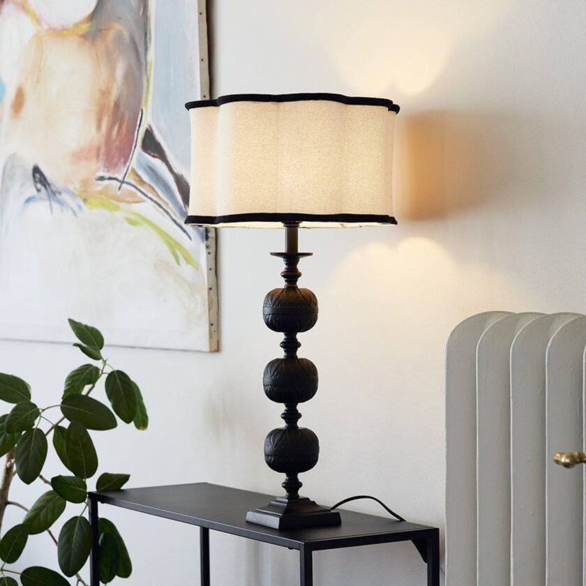 Flory bordlampe, svart/naturfarge, høyde 70 cm