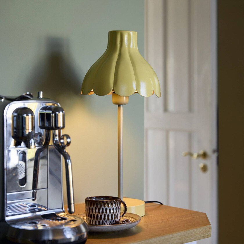 Wera bordlampe, gul/grønn, høyde 47 cm, metall