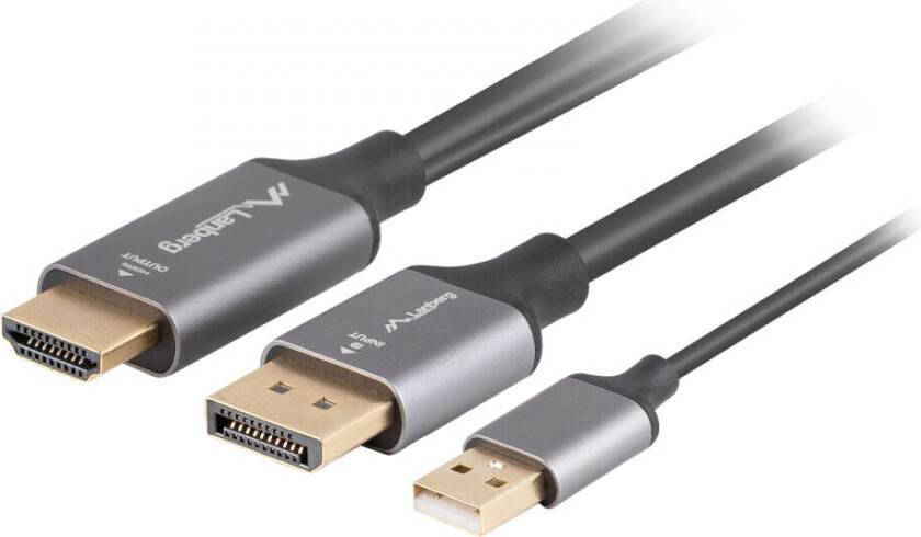 Hdmi Til Displayport Kabel 4k Svart - 1m